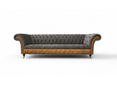 Bankstel 4-zits Chesterfield luxe bank Big Couchen bekleding 300 cm Design