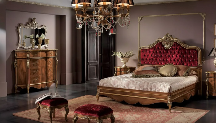 Slaapkamer meubels 5-delig set Bed 2x nachtkastje Kommode Klassiek Hout