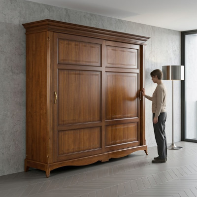 Echt houten kledingkast houten kast kast slaapkamer meubels Italië Nieuw