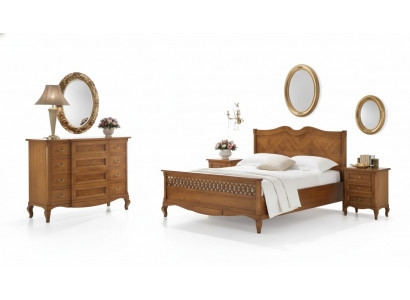 Bed 2x nightstands chest of drawers 5-piece set Bedroom Italian furniture