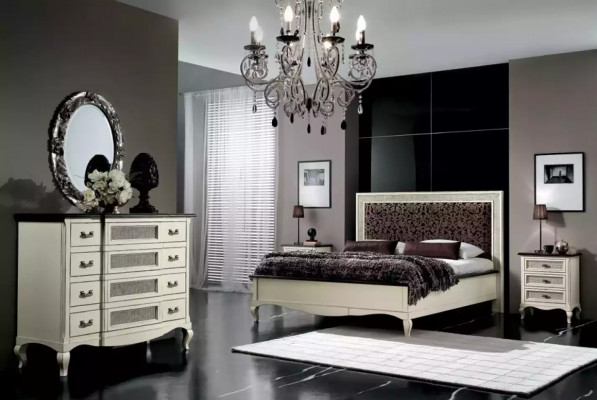 Hout Italiaanse meubels Design meubels Stijl 2-delige commode met spiegel Nieuw