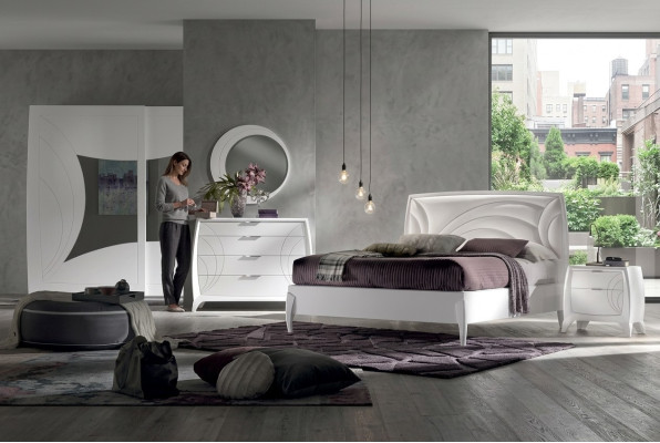 Luxe slaapkamer sets Bed 2x Nachtkastjes Ontwerp commode Meubels 6-delig