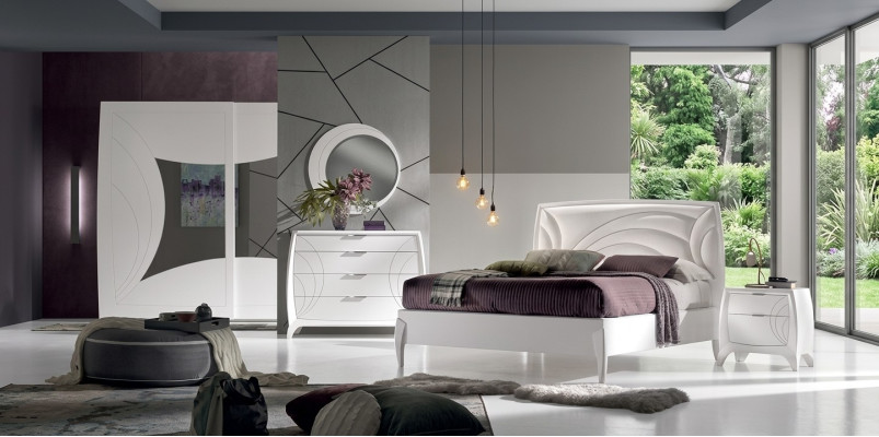 Luxe slaapkamer sets Bed 2x Nachtkastjes Ontwerp commode Meubels 6-delig