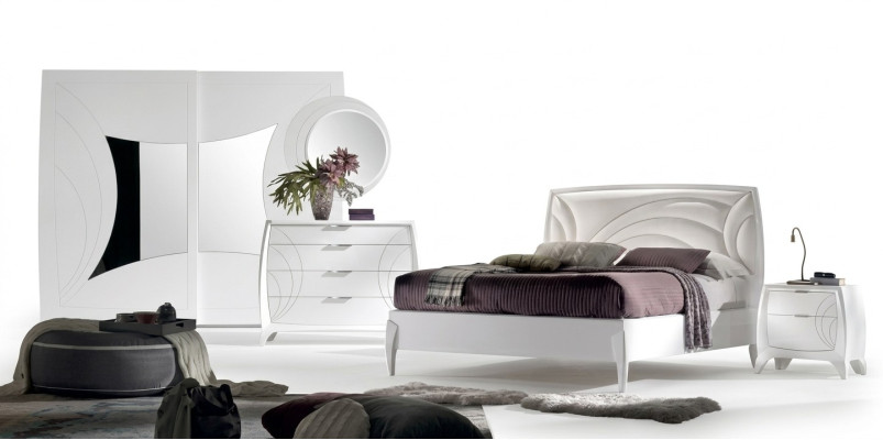 Luxe slaapkamer sets Bed 2x Nachtkastjes Ontwerp commode Meubels 6-delig