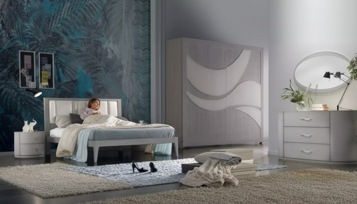 Slaapkamer Bed 2x Nachtkastjes Kledingkast Commode Luxe Set 5-delig.
