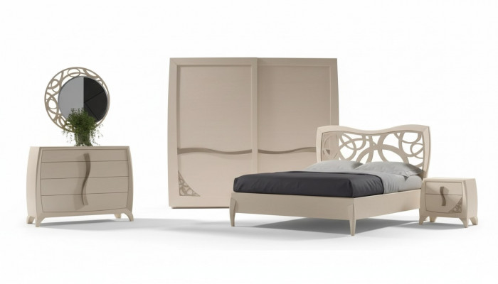 Compleet slaapkamer set Ontwerp Modern Luxe Bed 2x Nachtkastje 6-delig Nieuw