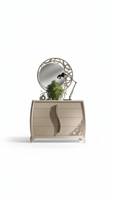Stel dressoir spiegel ontwerper luxe console dressoir meubels hout beige.