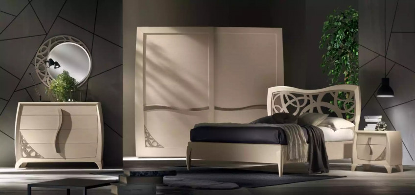 Bed 2x bedside tables 3-piece. Bedroom design luxury bedroom furniture