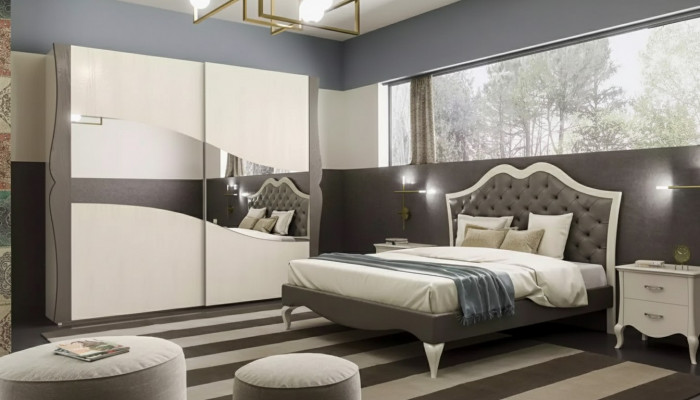 Ontwerp bedden slaapkamer bed 2x nachtkastjes modern luxe meubels 3-delig