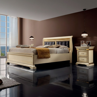 Bed 2x Bedside tables 3-piece Bedroom Set Designer Luxury Complete Sets