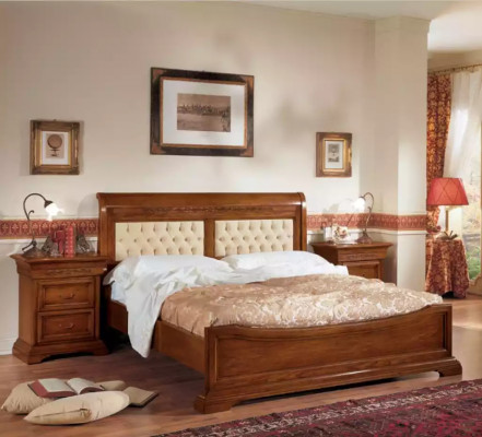 Bed Bed 2x Nightstands Wood Design Beds Bedroom 5 pcs. Sets