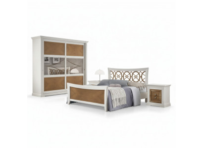 Slaapkamer meubels 3-delig set Bed Massief hout Nachtkastjes 2x Bedden Hout