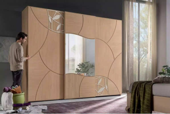 Kledingkast schuifdeuren slaapkamer kast wand hout spiegel nieuw