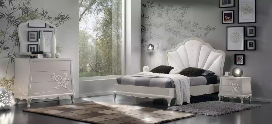Slaapkamer 3-delige set Bed 2x Nachtkastjes Modern Design Grijs Bedden
