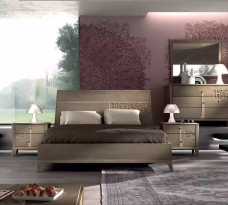 Slaapkamer set 6-delig. Luxe bed 2x nachtkastjes kledingkast hout nieuw.