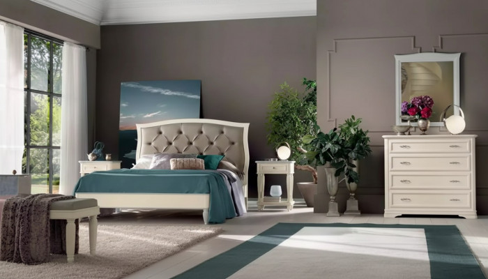 Bed 2x Nightstands 5-piece Bedroom Design Luxury Chest of Drawers Complete