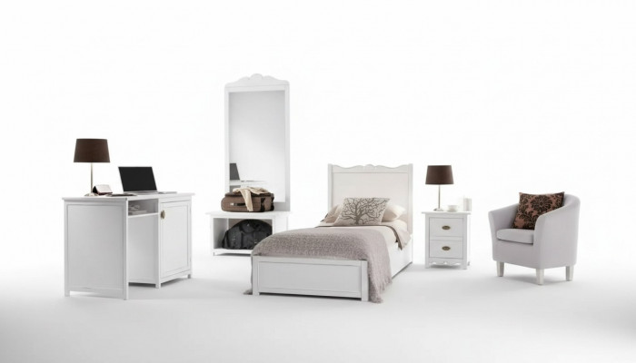 Slaapkamer Bed Nachtkastje Bureau Staande spiegel Groep Set 4-delig.