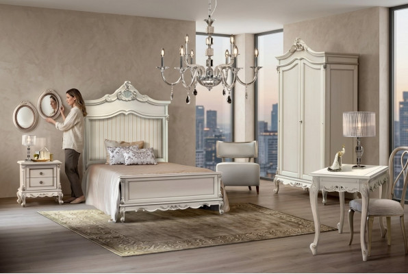 Slaapkamer Set Stijl Modern Bed Nachtkastje Bureau Meubels 4-delig.