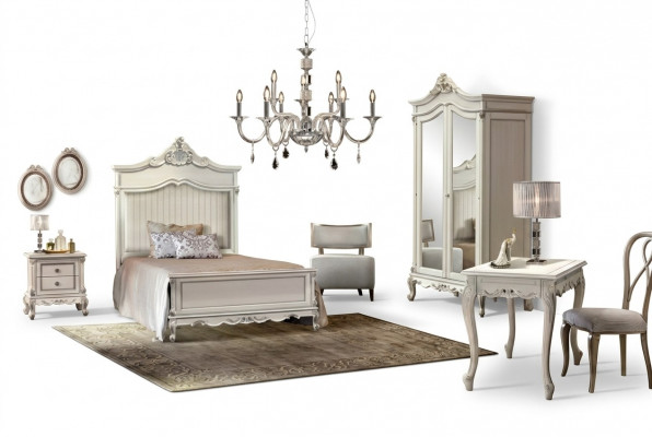 Slaapkamer Set Stijl Modern Bed Nachtkastje Bureau Meubels 4-delig.