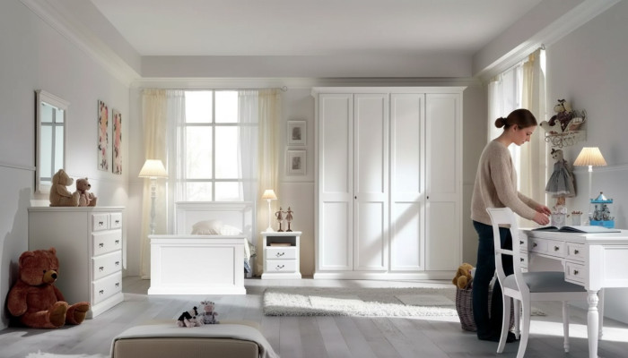 Jeugdkinderkamer set slaapkamer modern bed nachtkastje tafel 5-delig.