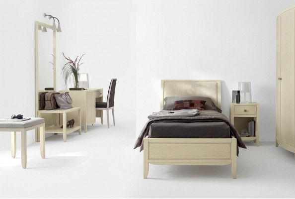 Luxe volledige slaapkamerset beige bureau bed nachtkastje nieuw