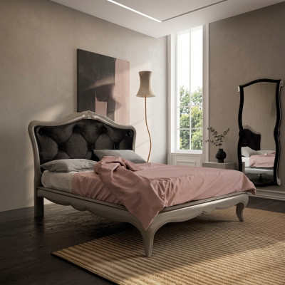 Bed Grijs Luxe houten bed Slaapkamer Design Italiaanse art deco Nieuw