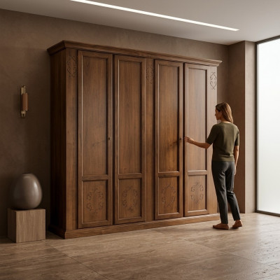 Slaapkamer Kast Kledingkast Kasten Houten kast Ontwerp Bruin