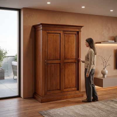 Massief houten kledingkast Slaapkamermeubels Kledingkast Bruin Kasten