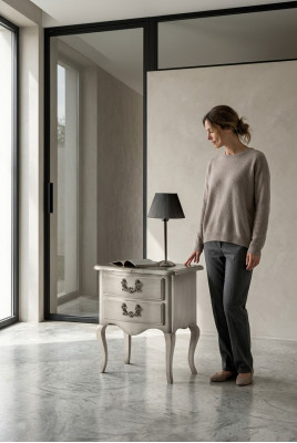 Ontwerp nachtkastje console bijzettafels slaapkamer hout luxe nieuw.