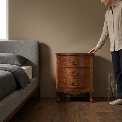 Nachtkastje Luxe Houten Nachtkastjes Tafel Consoles Klassieke Stijl Bruin