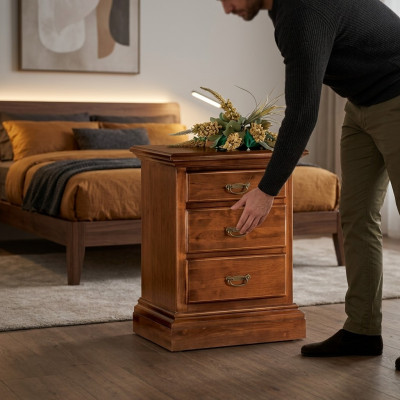 Nachtkastje Ontwerp Tafel Meubels Hout Slaapkamer Bijzettafel Bruin Nieuw