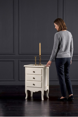 Luxe nachtkastje console bijzettafel houten meubels slaapkamer wit nieuw.