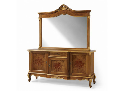 Dressoir Set Italiaanse meubels 2-delig Massief houten dressoir met spiegel