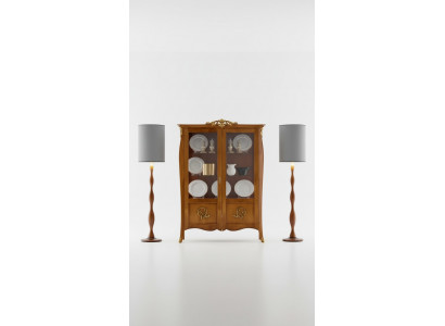 Luxe houten vitrinekast in bruin design met Italiaanse meubelskast nieuw.