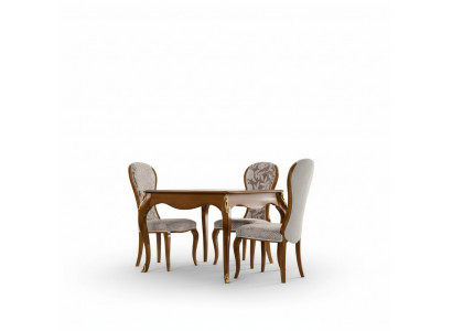 Luxe eetkamerset bruin, klassieke tafel, 4 stoelen, 5-delige set