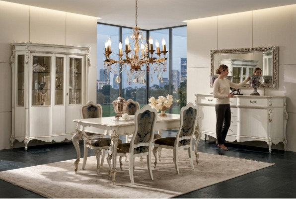 Klassieke eettafel 4x stoelen eetkamer groep tafel zitgroep 8-delig