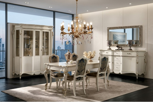 Klassieke eettafel 4x stoelen eetkamer groep tafel zitgroep 8-delig