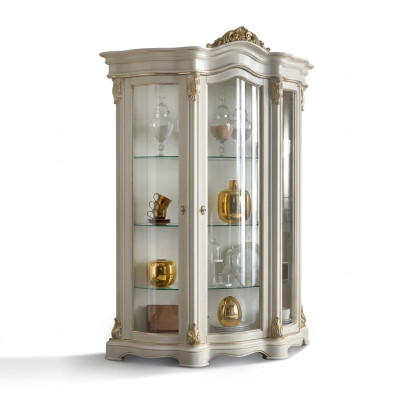 Vitrine Houten Kast Klassiek Wit Kasten Ontwerp Woonkamer Glas