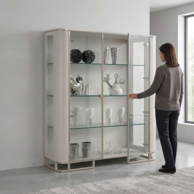Vitrine Hout Luxe Klassiek Dressoir Ontwerp Meubels Italiaans Wit