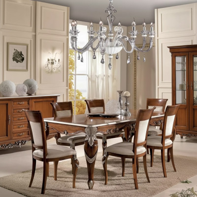Klassieke set eettafel + 6x stoelen set tafels eetkamer groep Nieuw