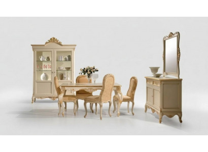 Eettafel 4 x stoelen eetkamerset eetgroep hout 8-delige groep set