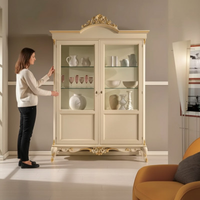 Ontwerp houten kast vitrinekasten Italiaanse stijl meubels dressoir
