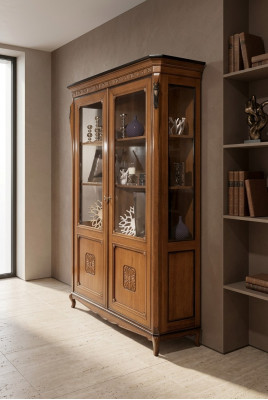 Luxe kast houten meubels vitrinekast ontwerp klassieke glazen kast