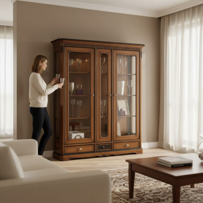 Italiaanse luxe woonkamer meubels vitrinekast klassieke stijl nieuw