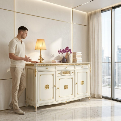Luxe woonkamer houten dressoirs dressoir buffetkast commode hout
