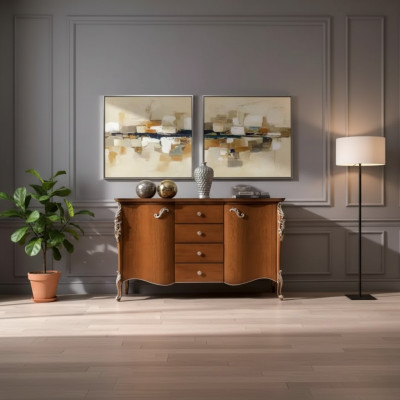 Dressoir Kasten Meubels Massief Italiaanse houten kast Bruin Nieuw