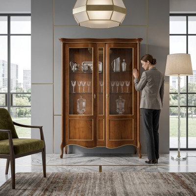 Italiaanse luxe houten meubels Klassieke stijl vitrine Woonkamer Nieuw