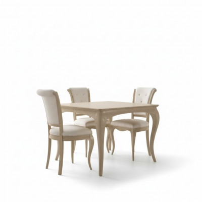 Eetkamerset 6-delig. Eettafel 4 stoelen Dressoir groep Garnituur Beige
