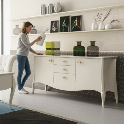 Italiaanse meubels dressoir ladenkast luxe inrichting woonkamer hout
