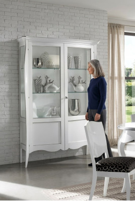 Vitrine Glazen Kast Wit Luxe Italiaanse Meubels Kasten Woonkamer